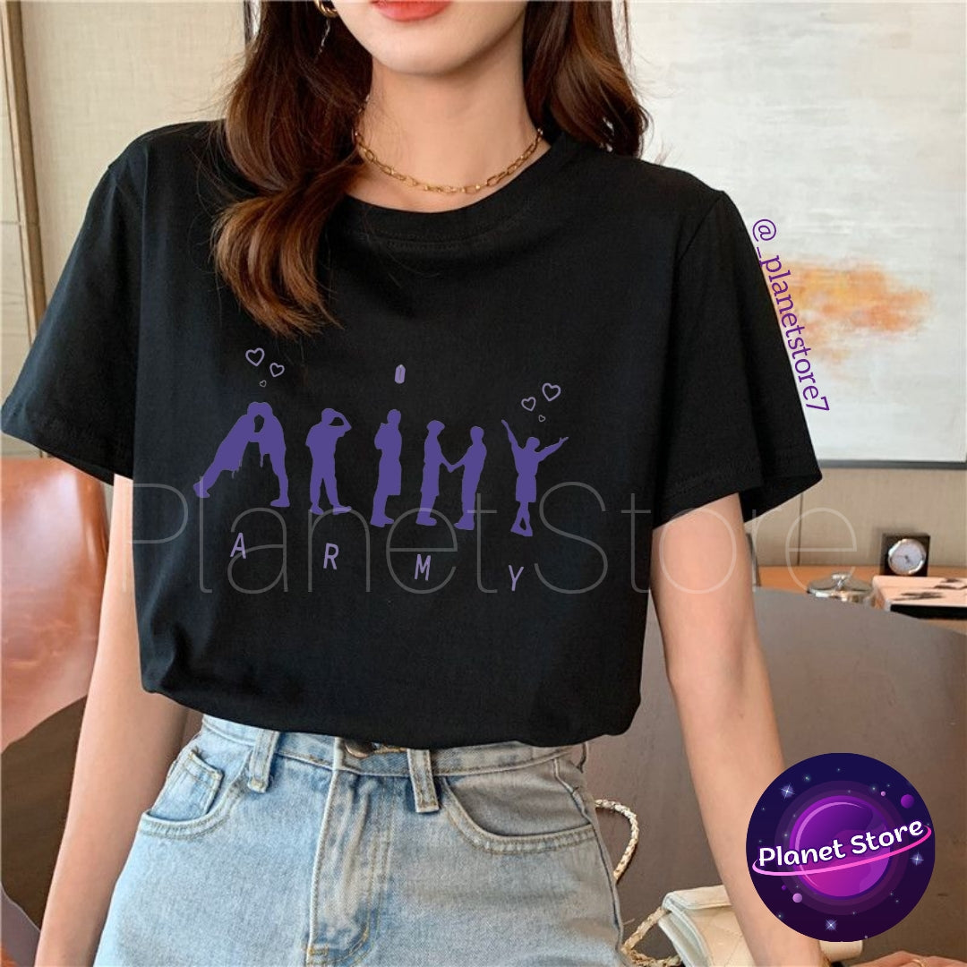 CAMISETA ARMY BTS BUTTER 100% ALGODÓN (blanco y negro)