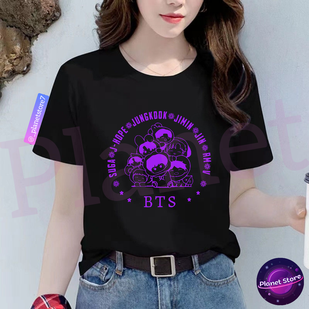 CAMISETA BTS 100% ALGODÓN (negra/blanca)