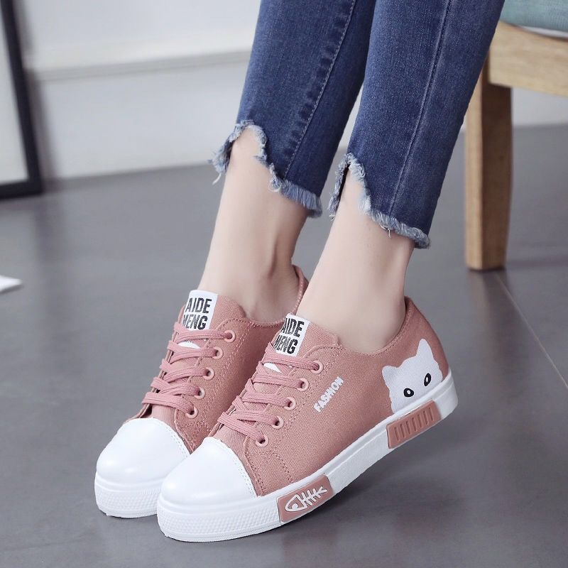 ZAPATILLAS DE MUJER CON GATO LINDO (negro/rosa/blanco)