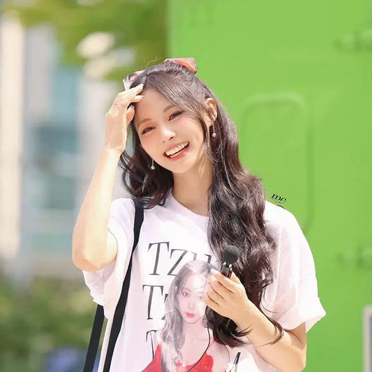 TZUYU (TWICE) 100% COTTON SHIRT (white and black)