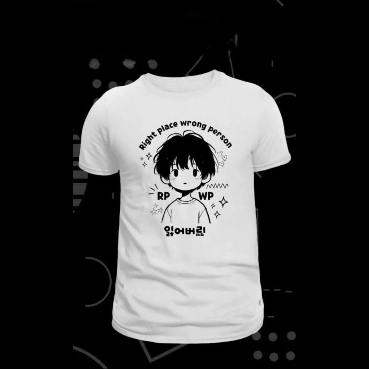 CAMISETA BTS RM "RiGHT PLACE WRONG PERSON" 100 % ALGODÓN (blanco y negro) 