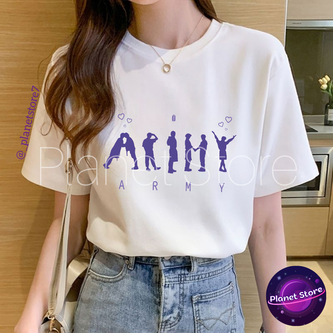 CAMISETA ARMY BTS BUTTER 100% ALGODÓN (blanco y negro) 