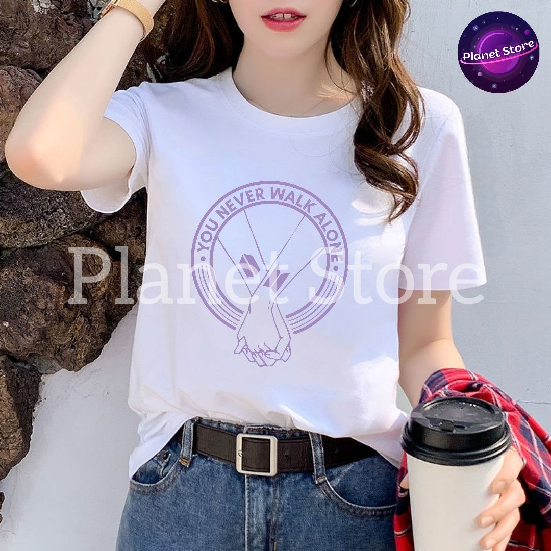 Camiseta BTS "You Never Walk Alone" 100 % algodón (blanco y negro) 