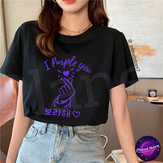 CAMISETA BTS I PURPLE YOU 100% ALGODÓN (blanco y negro) 