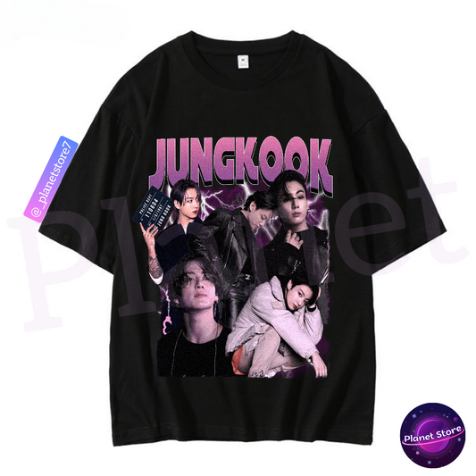 CAMISETA JUNGKOOK 100% ALGODÓN (blanco y negro) 