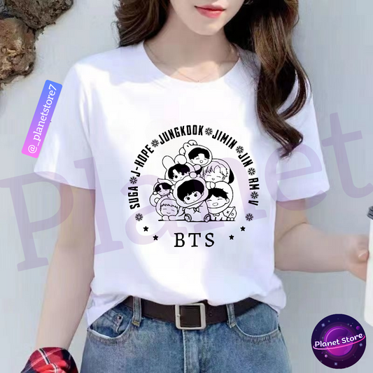 CAMISETA BTS 100% ALGODÓN (negra/blanca) 