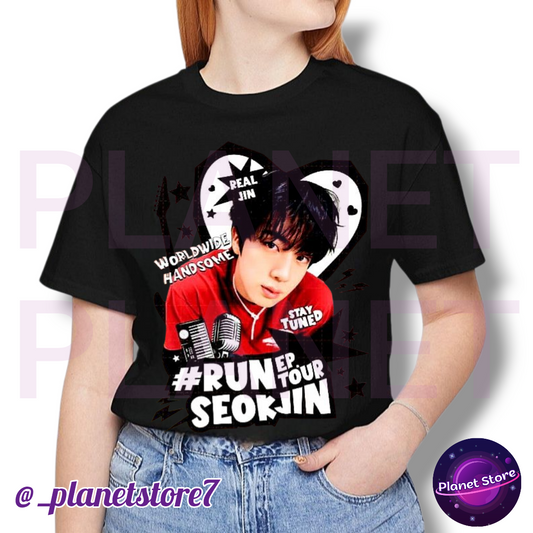 CAMISETA JIN RUNSEOKJIN TOUR 100% ALGODÓN (blanco y negro) 