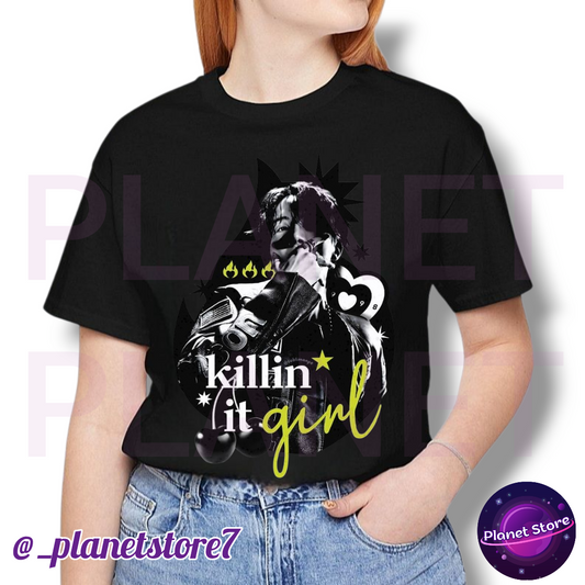 CAMISETA JHOPE KILLIN' IT GIRL 100% ALGODÓN (blanco y negro) 