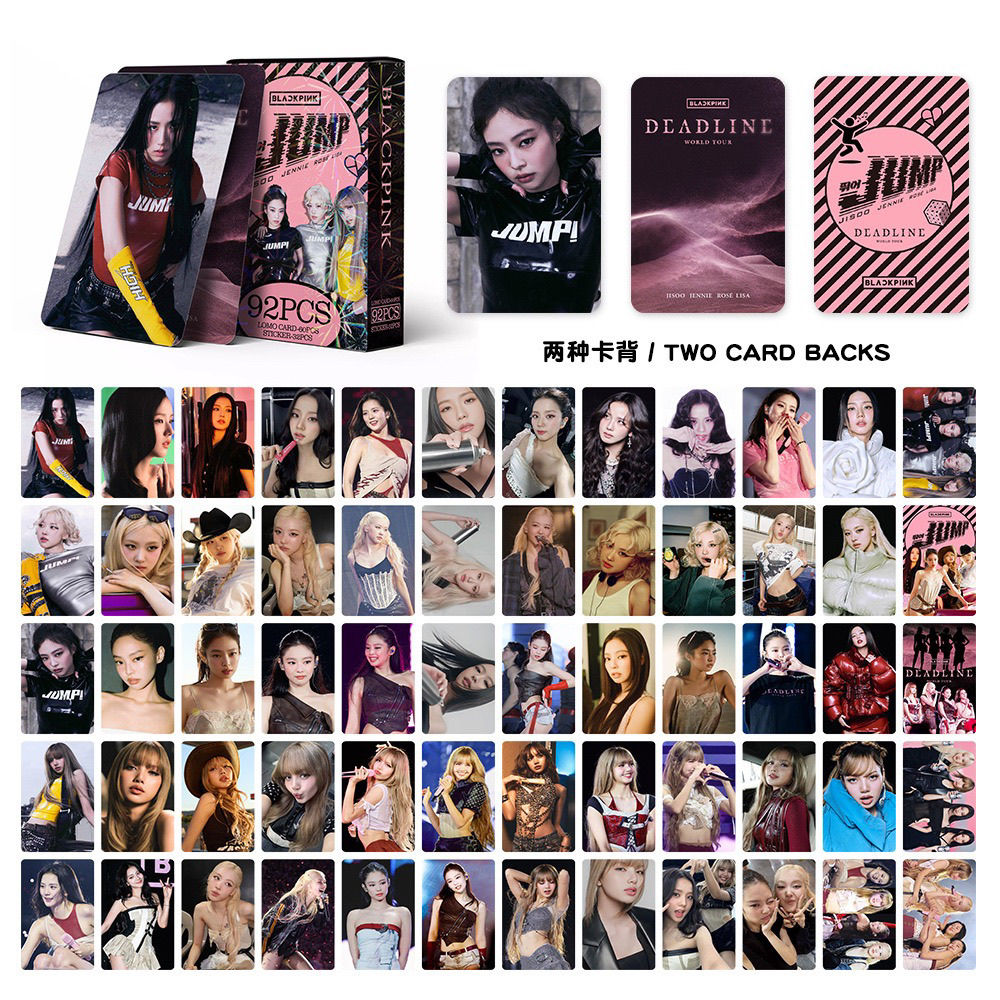 TARJETAS FOTOGRÁFICAS BLACKPINK JUMP 92 PIEZAS (60 TARJETAS + 32 PEGATINAS)